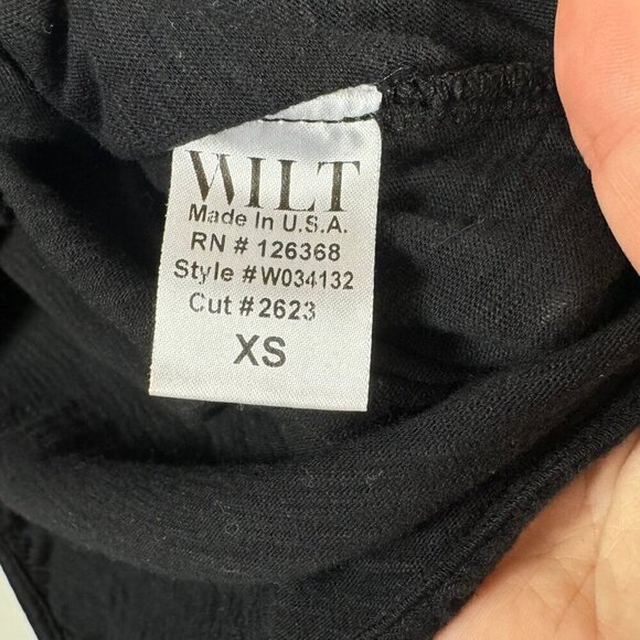 Wilt black 100% cotton cold shoulder round bottom hem long sleeve top - Picture 6 of 8